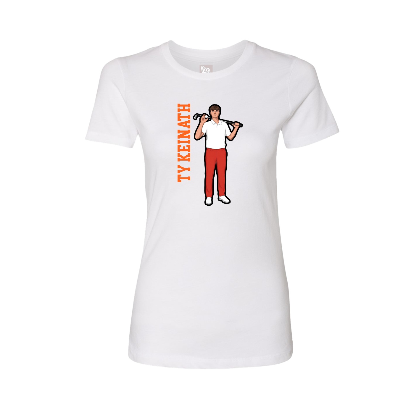 Womens Tee — Name Vertical in White