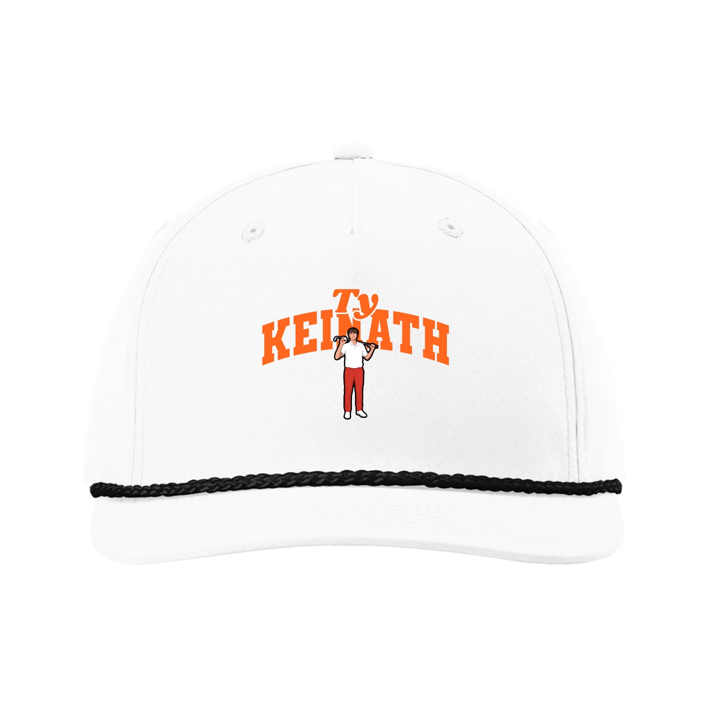 Five-Panel Classic Rope Cap — Signature Arch in White