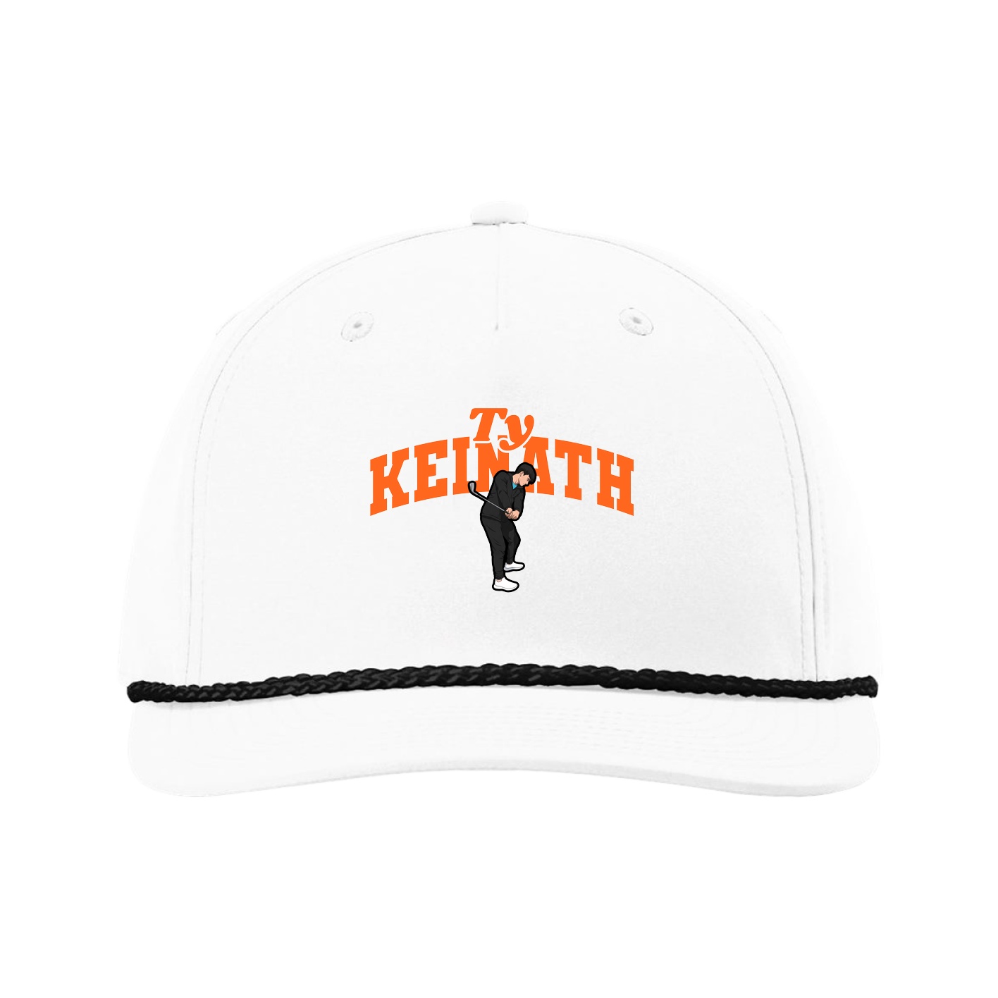 Five-Panel Classic Rope Cap — Signature Arch in White