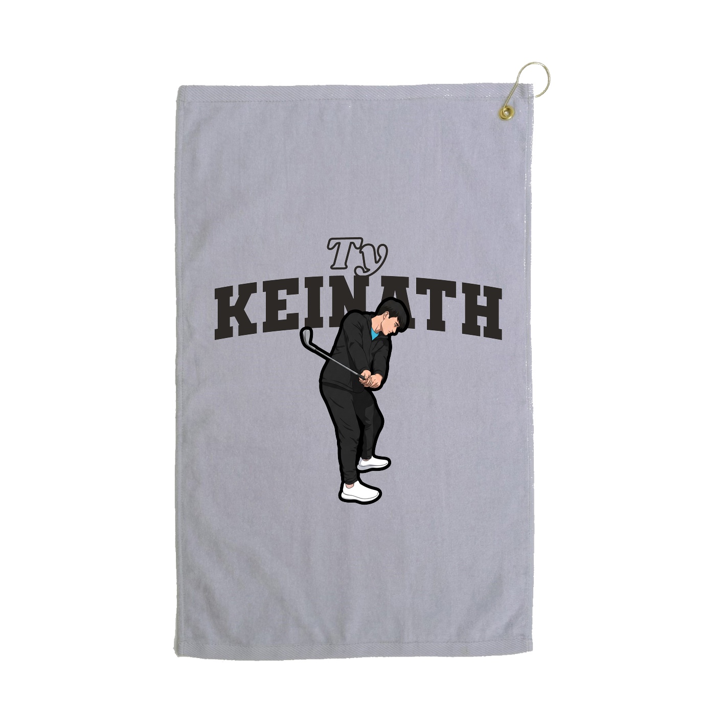 Golf Towel — Name Arch in Grey