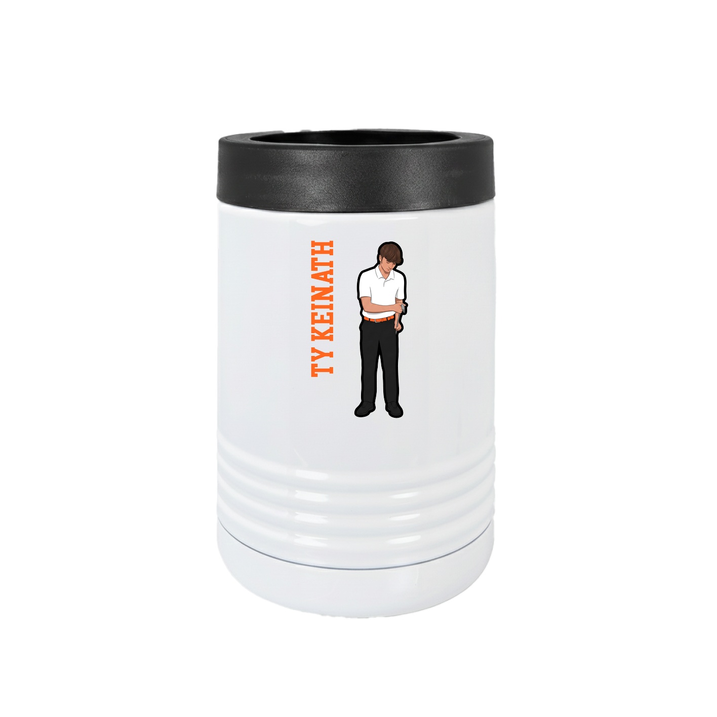 Beverage Holder — Name Vertical in White