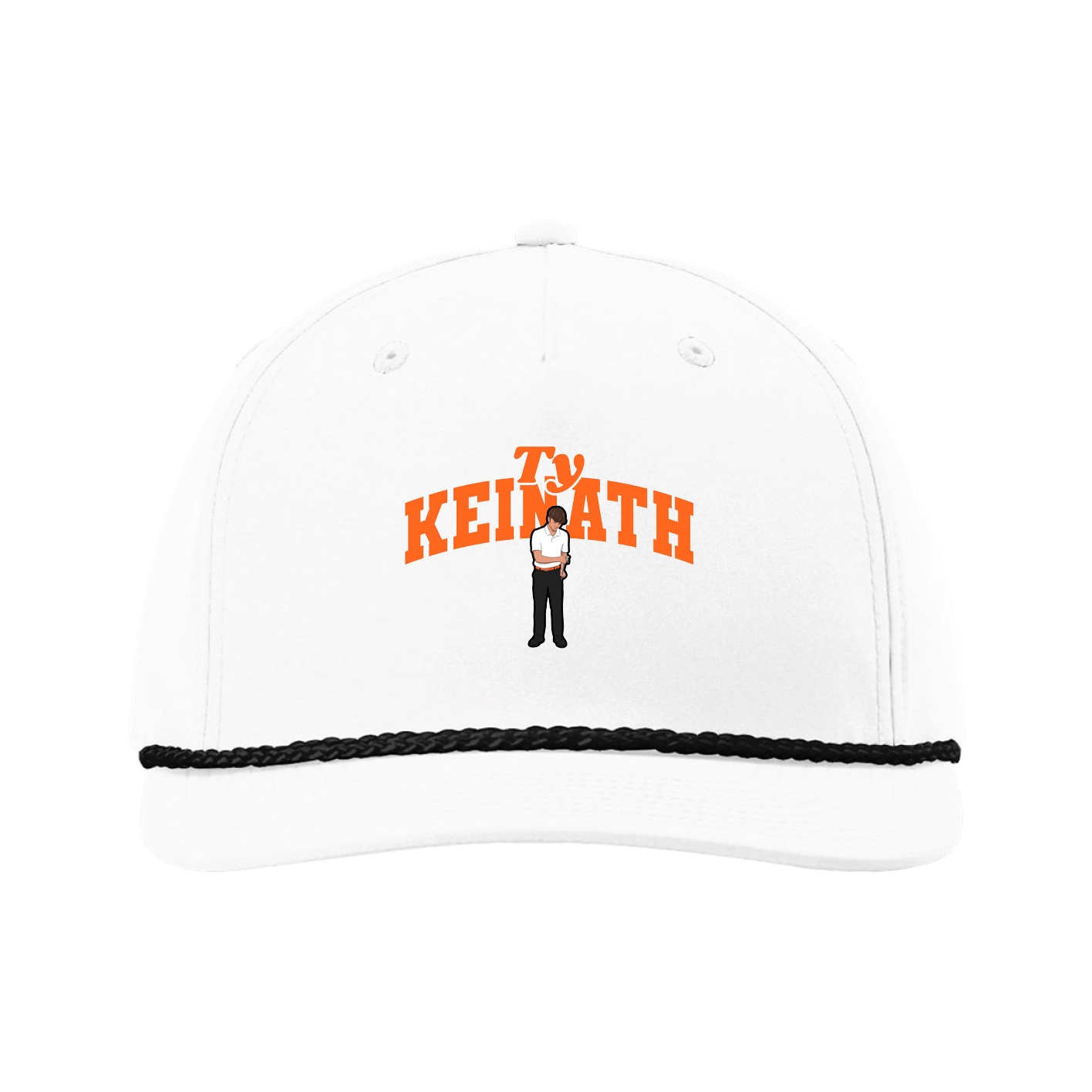 Five-Panel Classic Rope Cap — Signature Arch in White