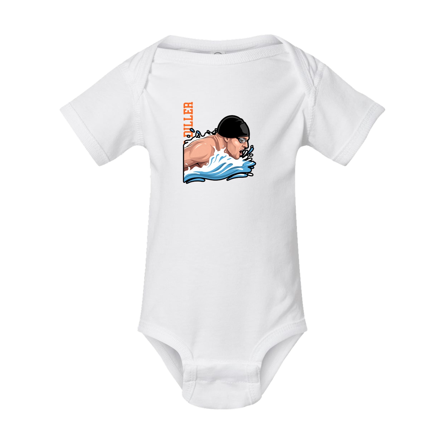 Baby Onesie — Name Vertical in White