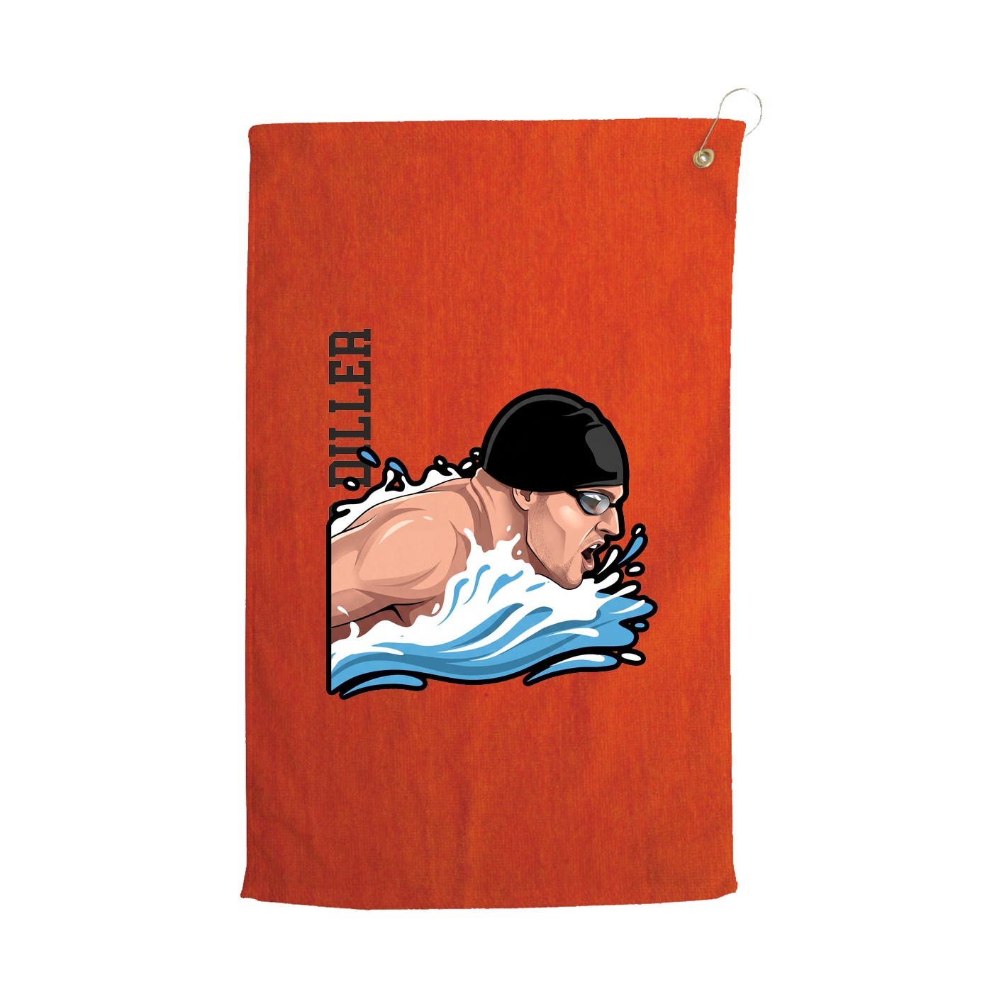 Golf Towel — Name Vertical in Orange