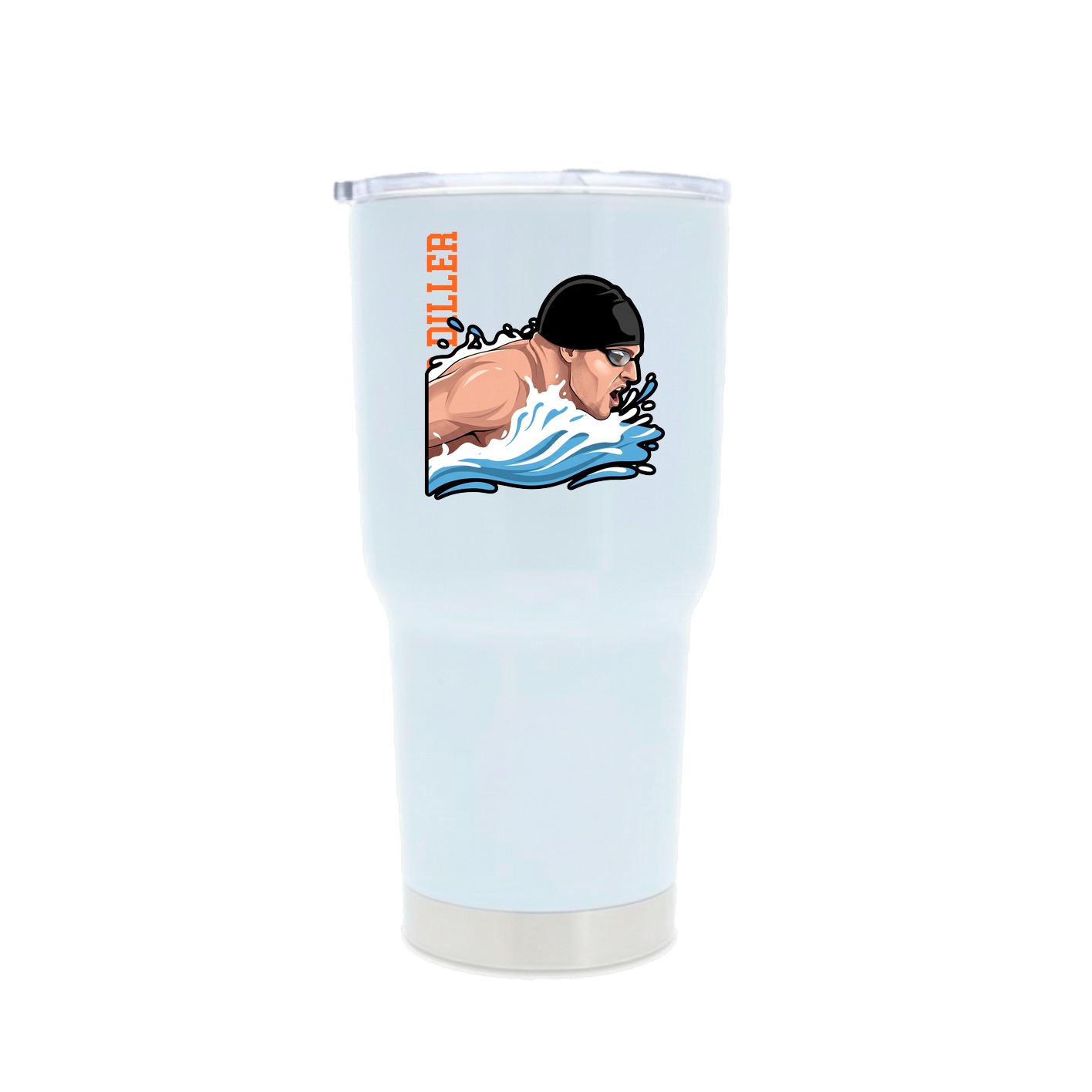 30oz Stainless Steel Tumbler — Name Vertical in White