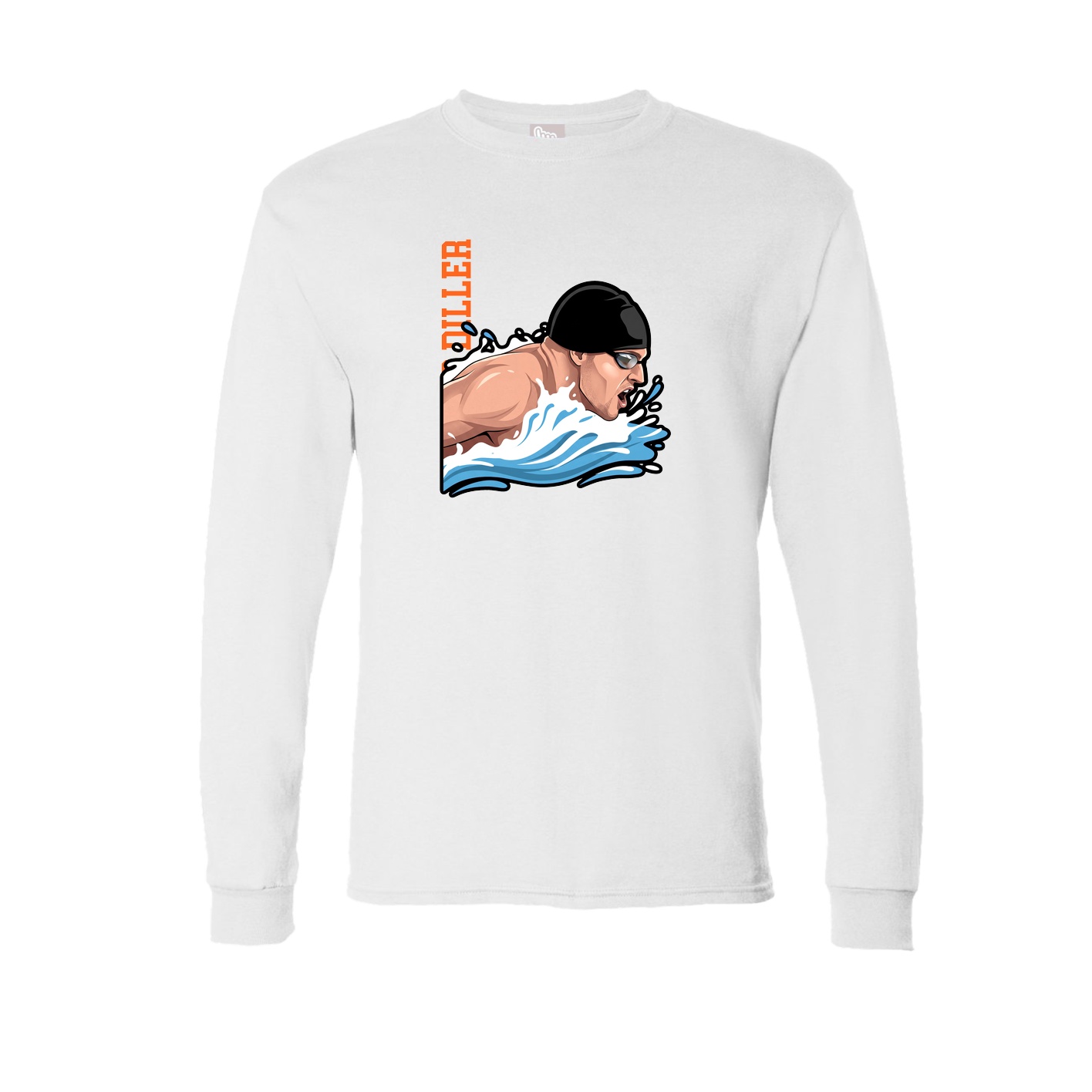 Long Sleeve Tee — Name Vertical in White