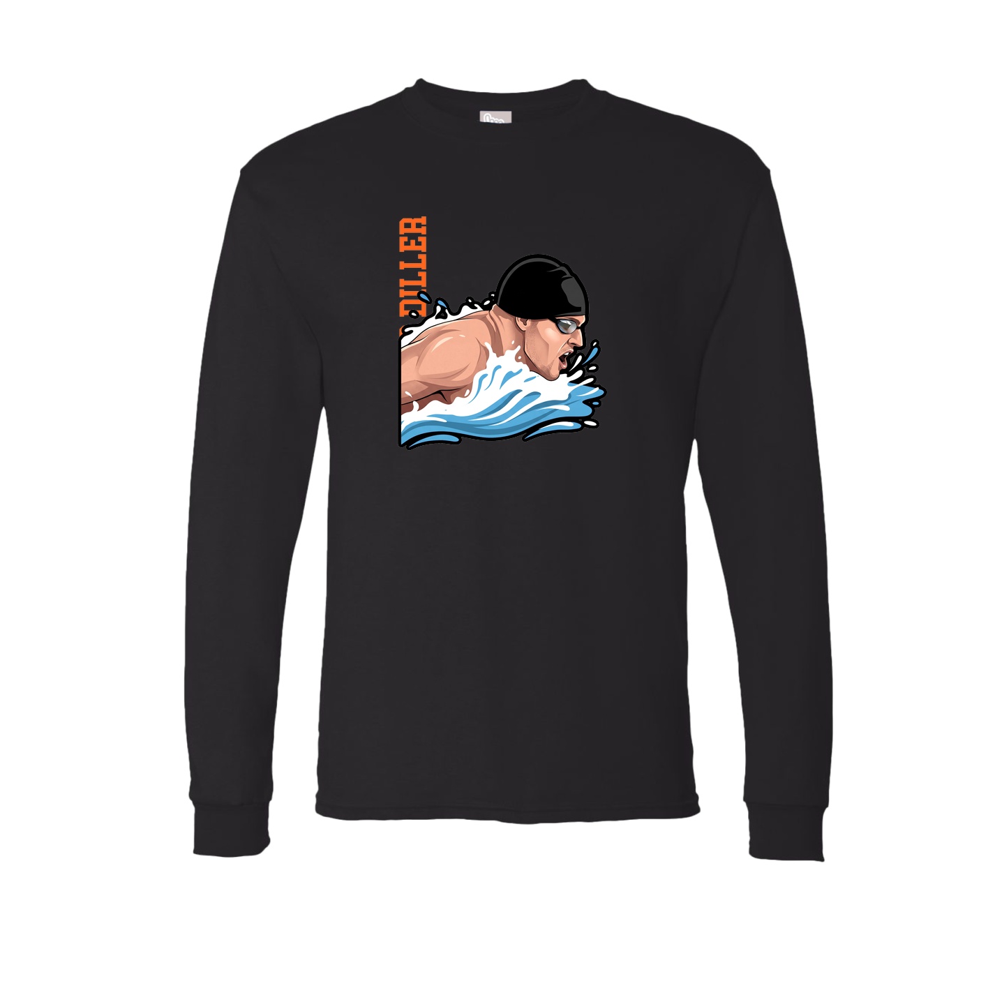 Long Sleeve Tee — Name Vertical in Black