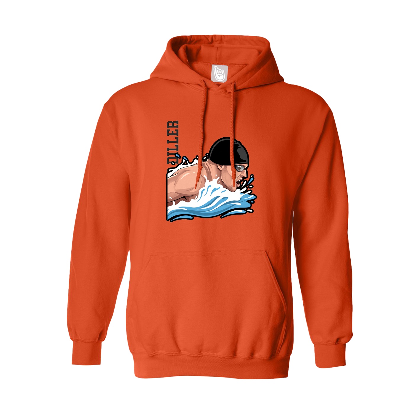 Hoodie — Name Vertical in Orange