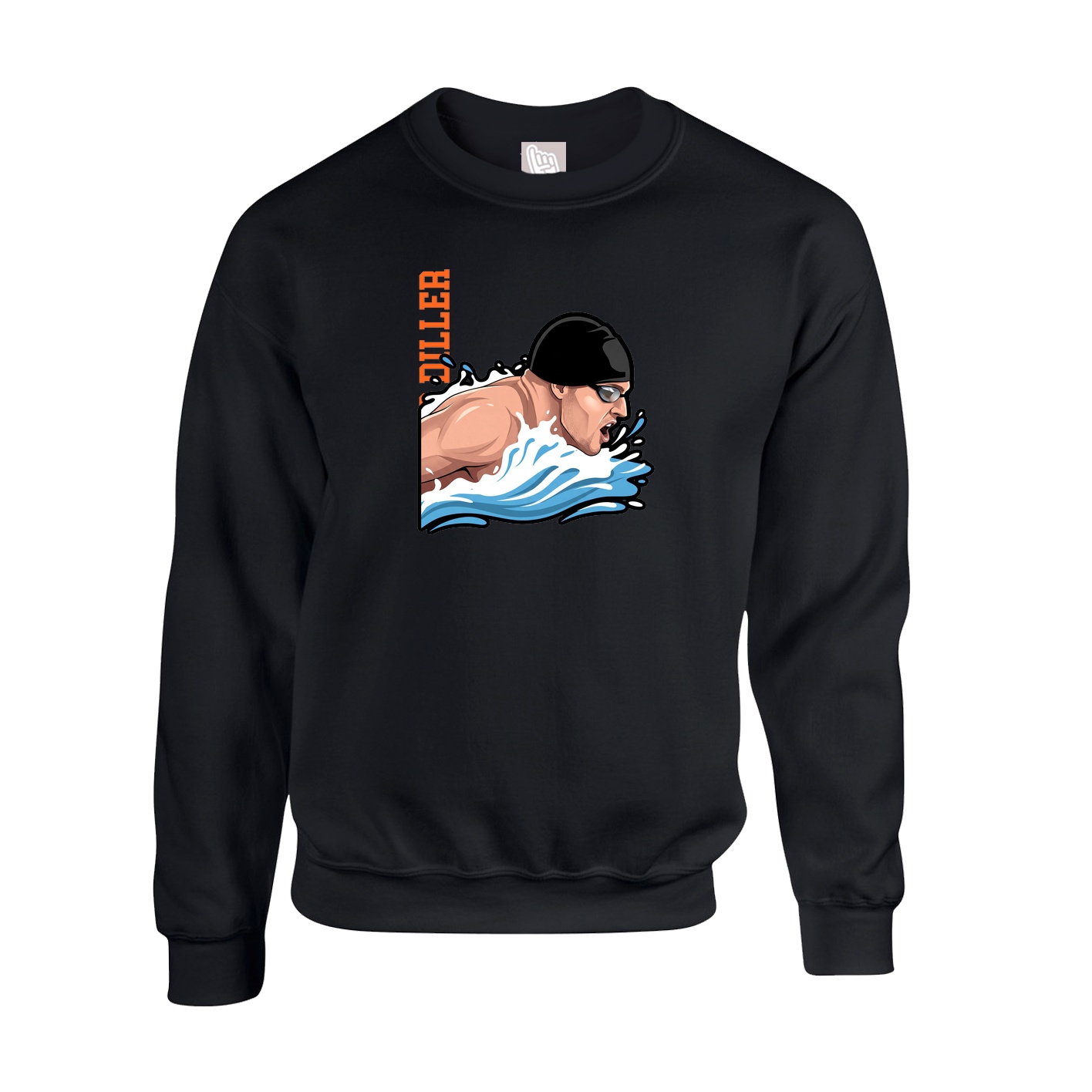 Fleece Crew — Name Vertical in Black