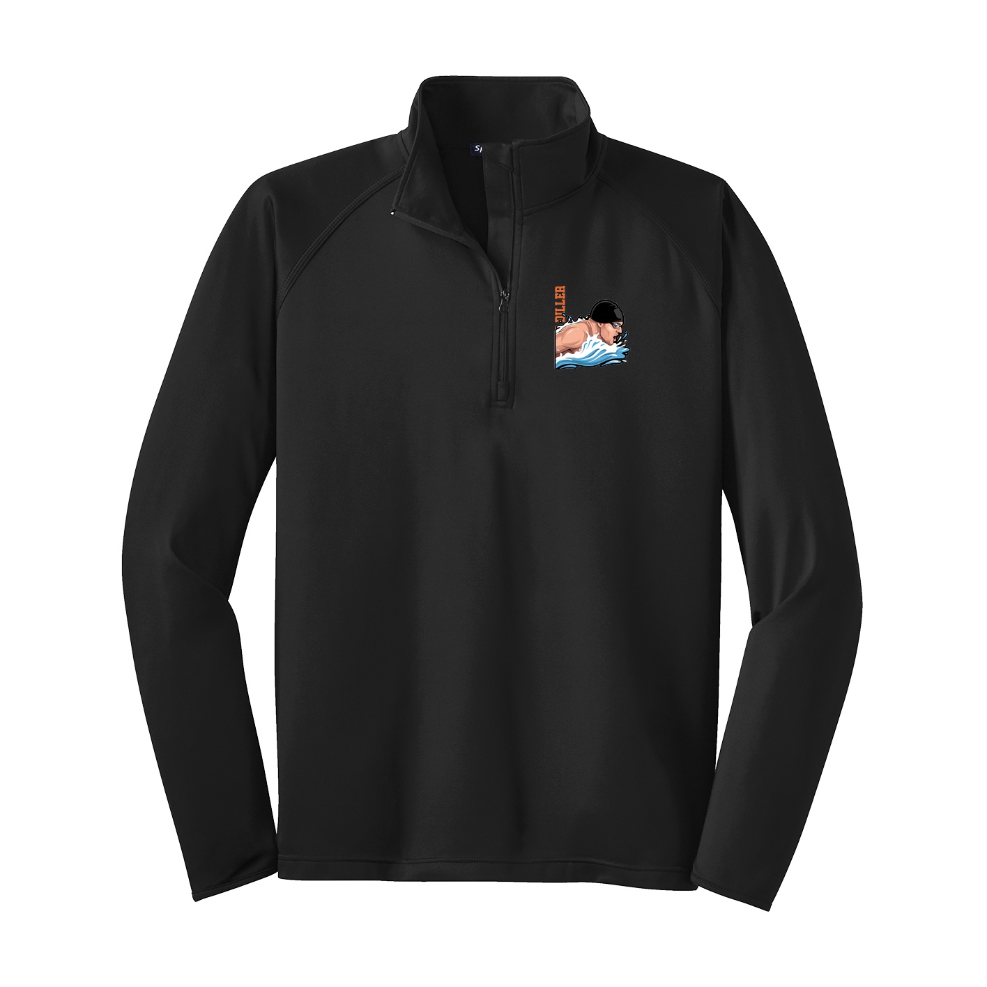 Q-Zip Pullover — Name Vertical in Black
