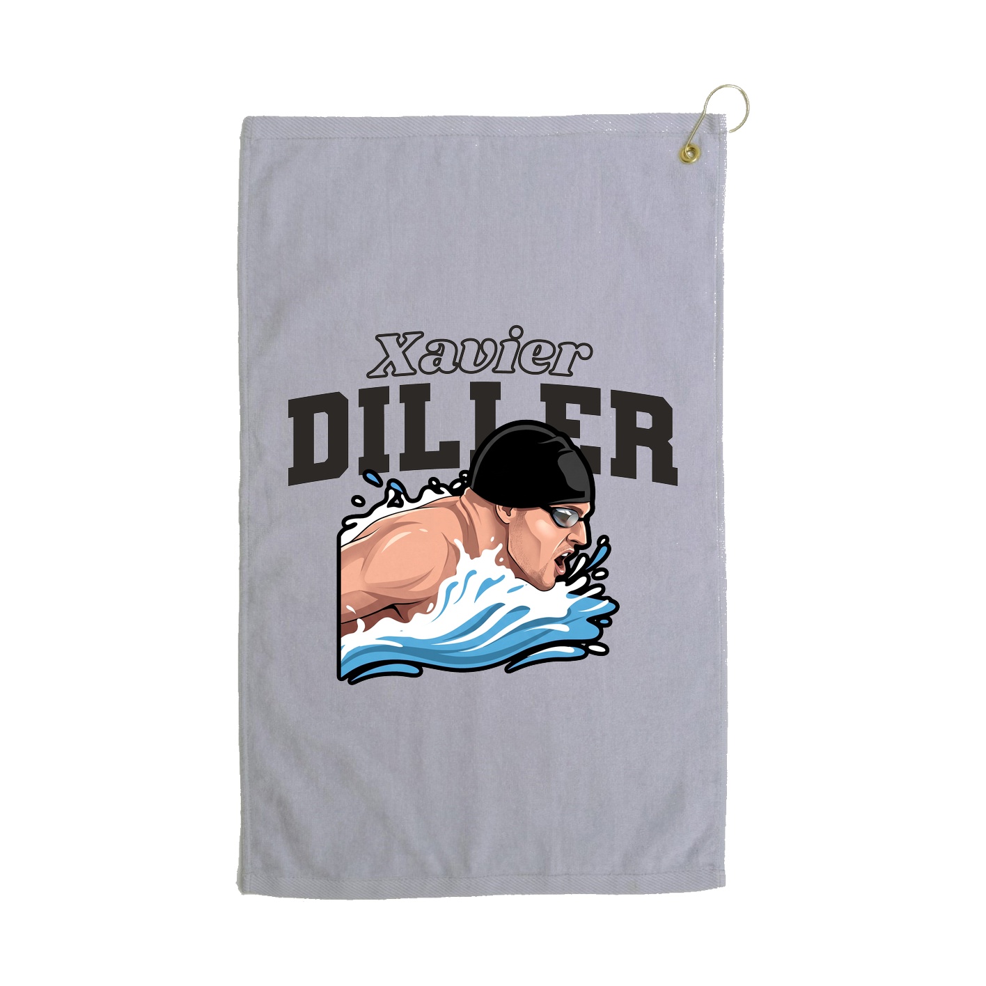 Golf Towel — Name Arch in Grey