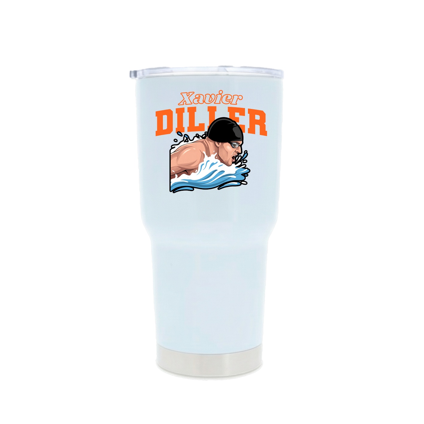 30oz Stainless Steel Tumbler — Name Arch in White