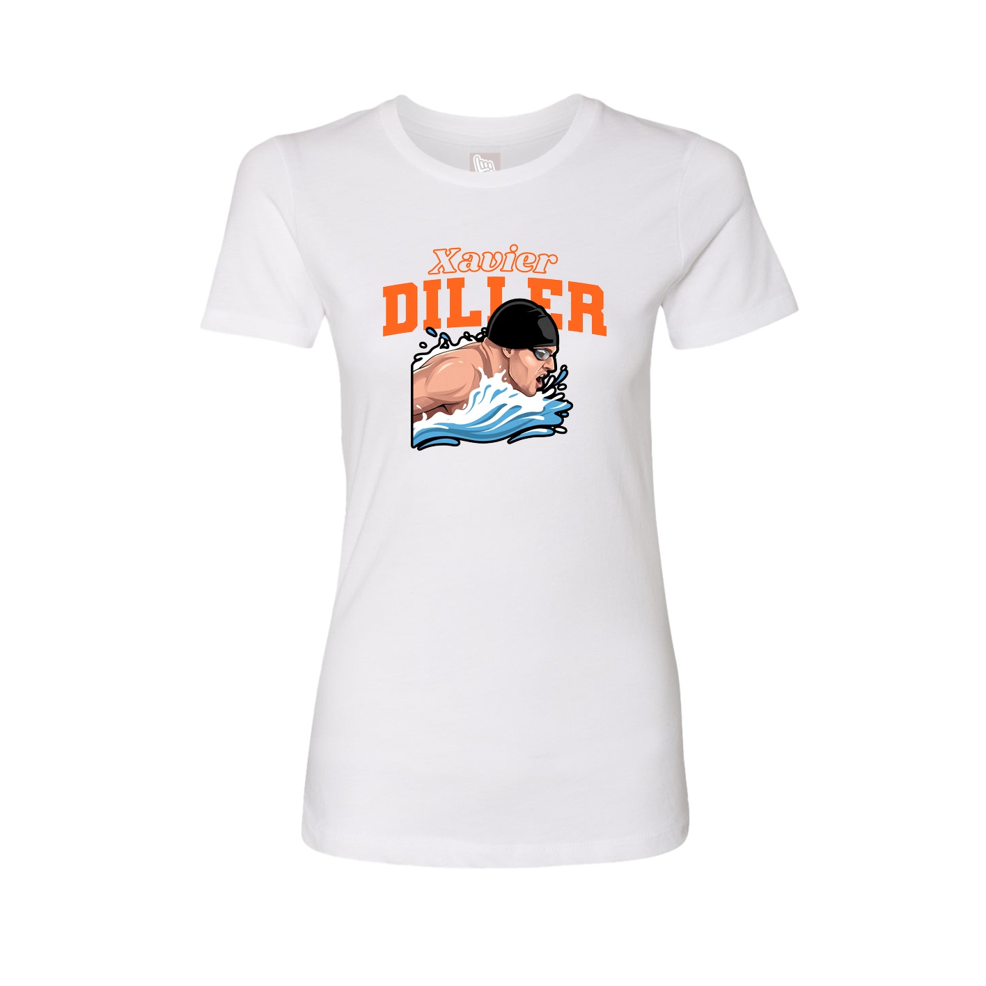 Fitted Women's Tee — Name Arch in White