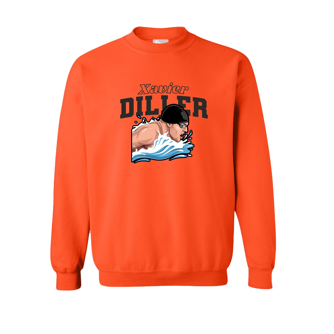 Fleece Crew — Name Arch in Orange