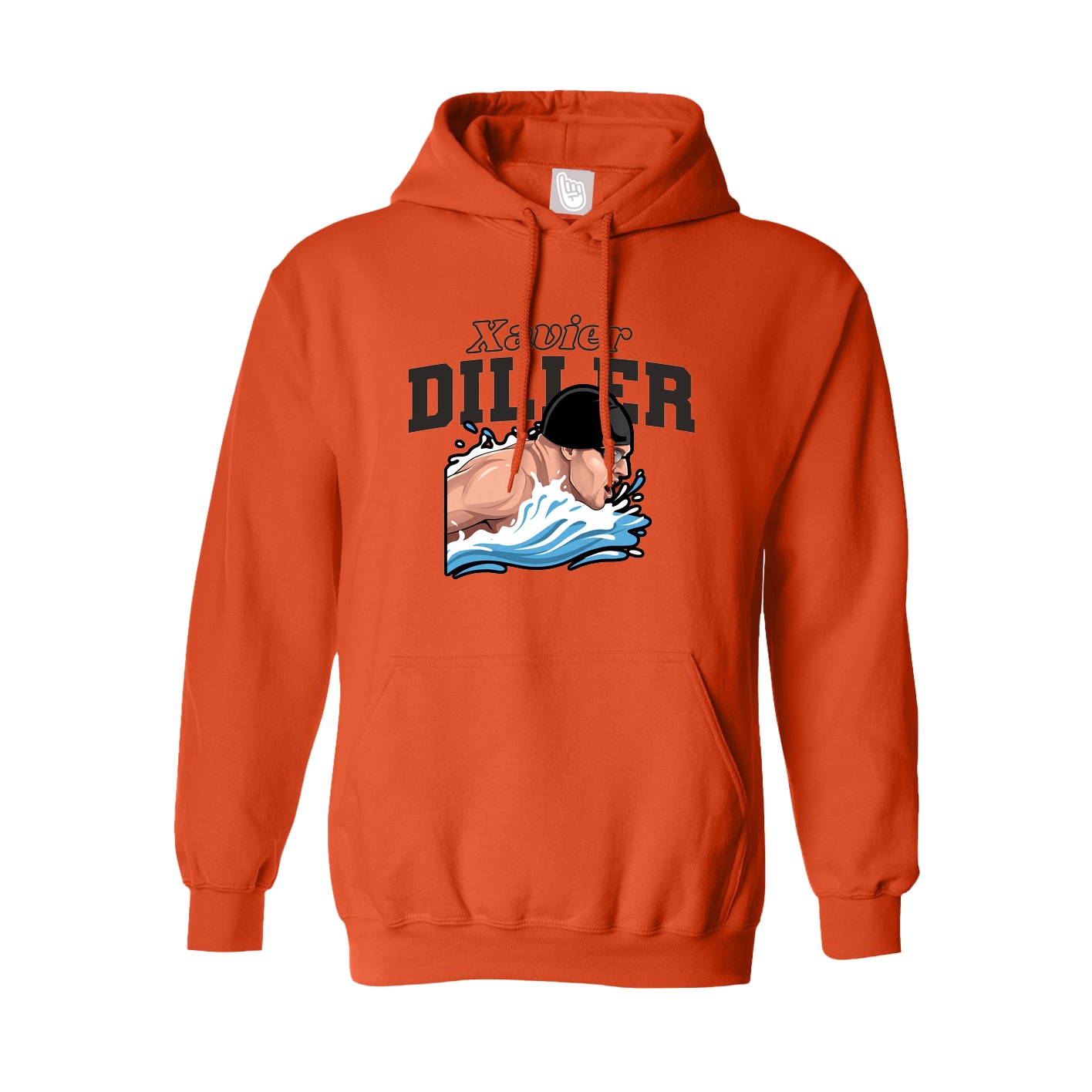 Youth Hoodie — Name Arch in Orange