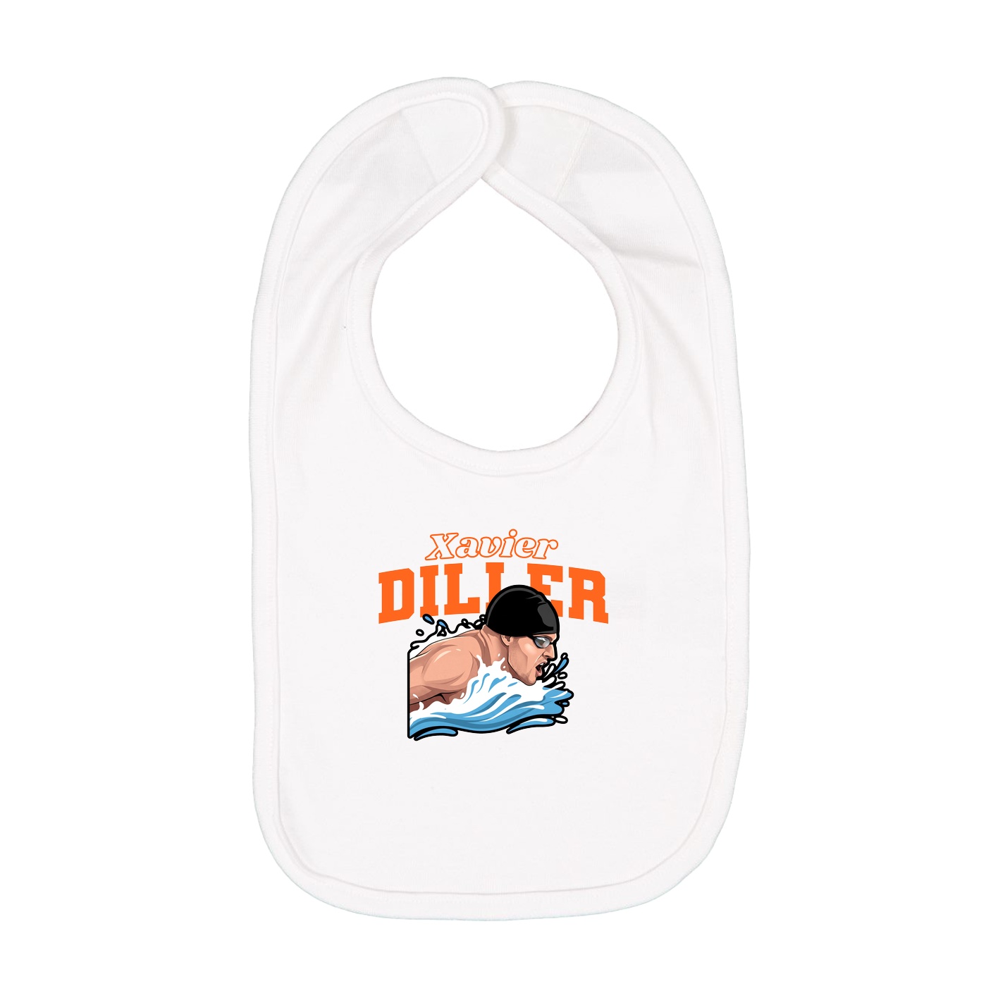 Infant Bib — Name Arch in White