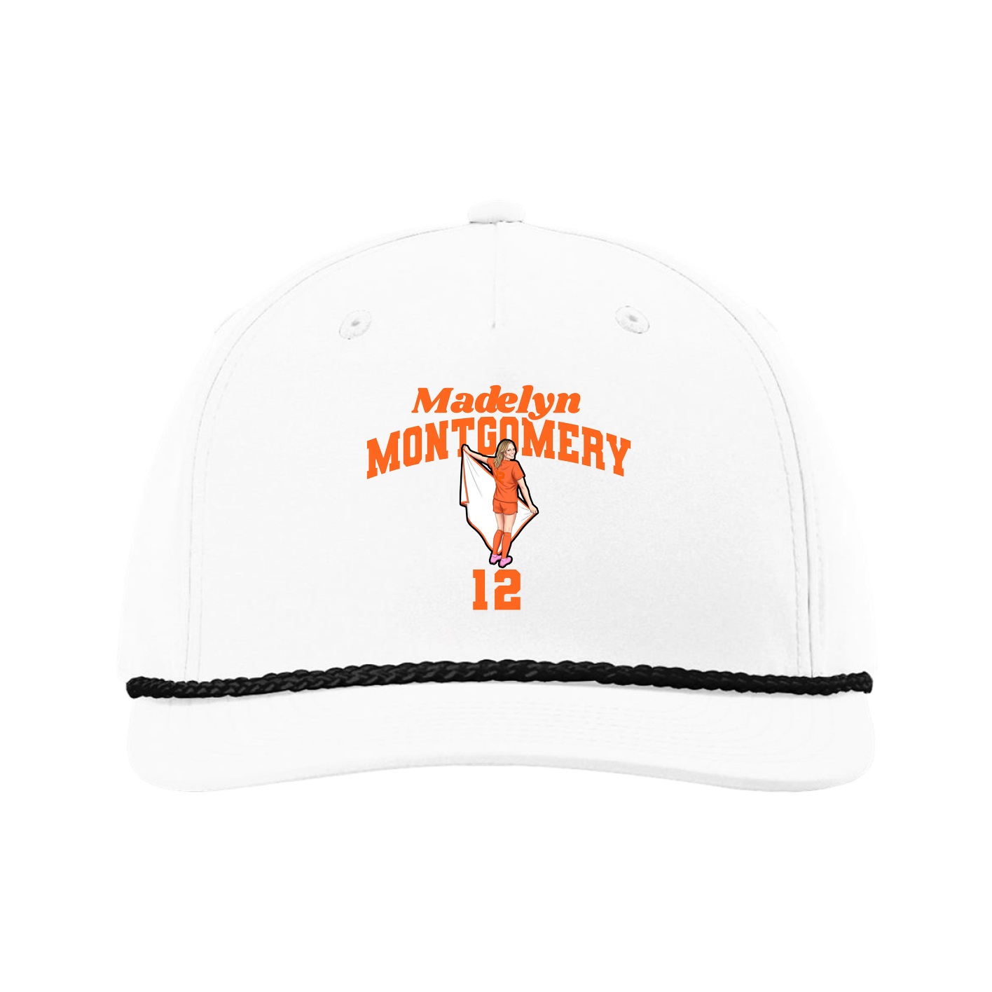 Five-Panel Classic Rope Cap — Signature Arch in White
