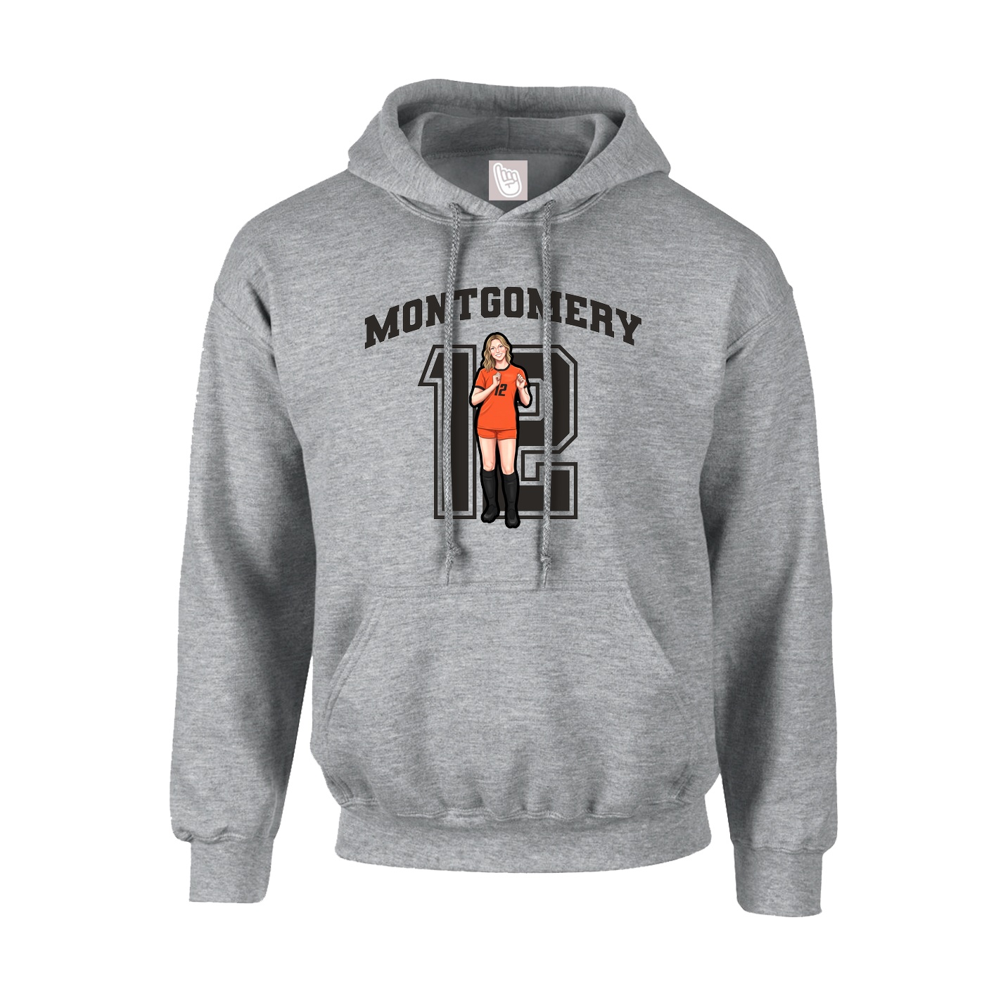 Youth Hoodie — Number in Grey