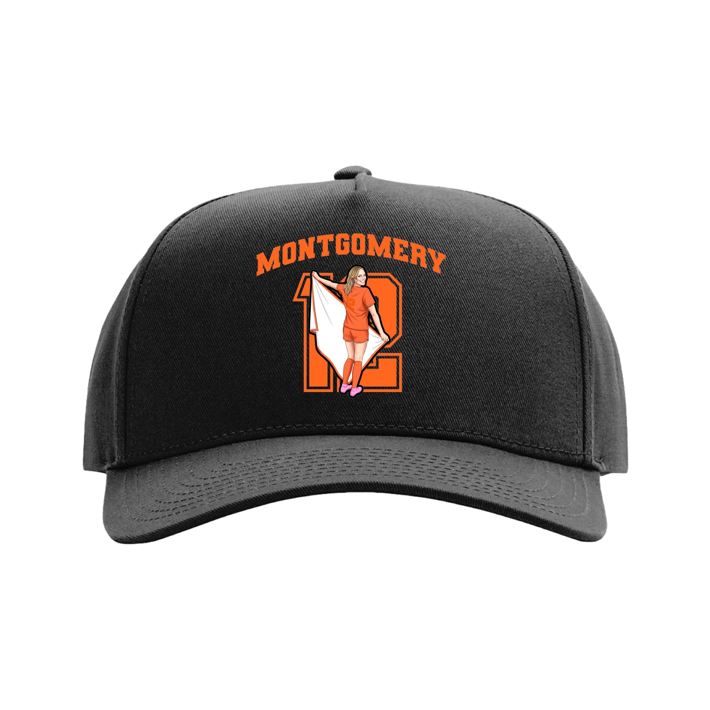 Full Fabric Five-Panel Champ Cap — Number in Black