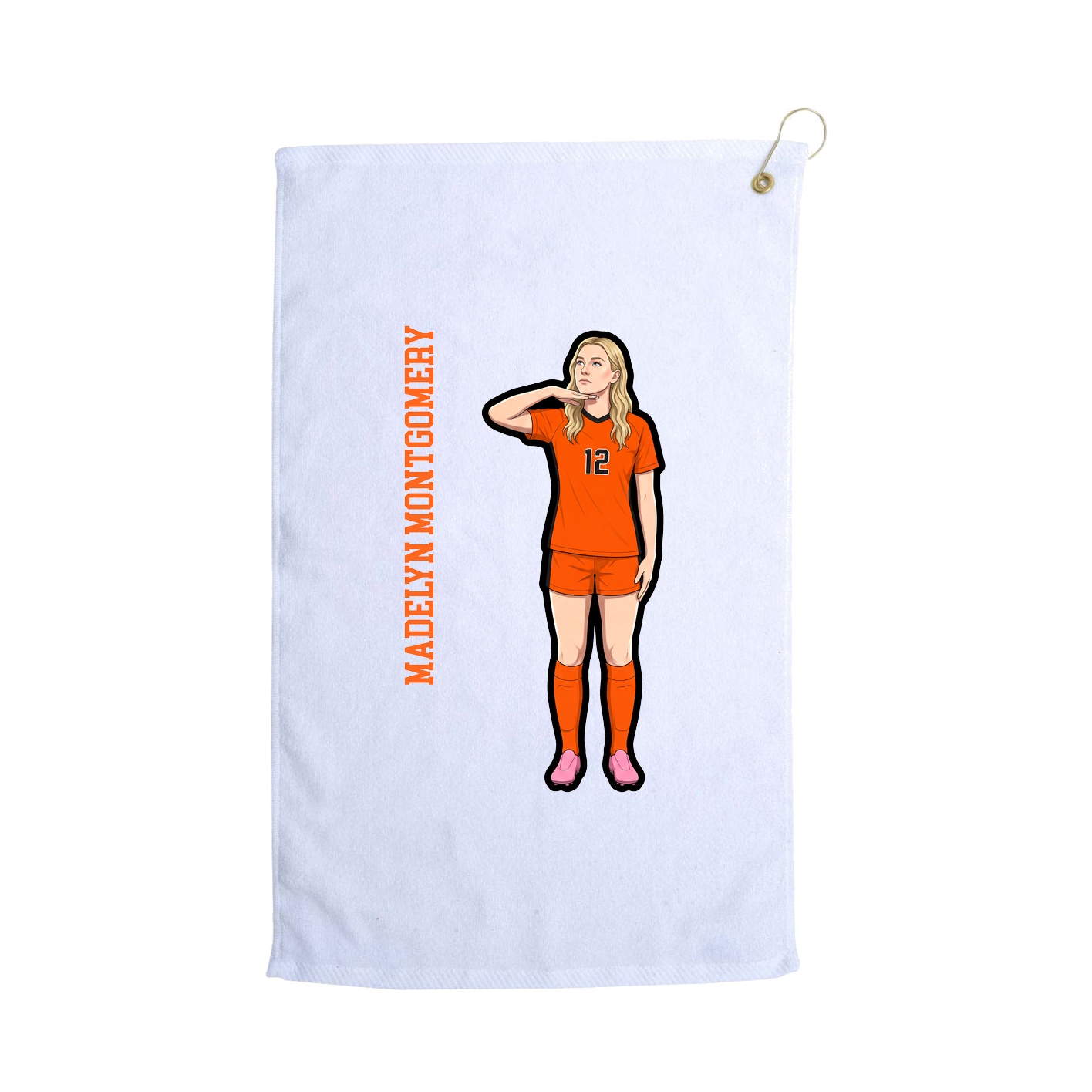 Golf Towel — Name Vertical in White