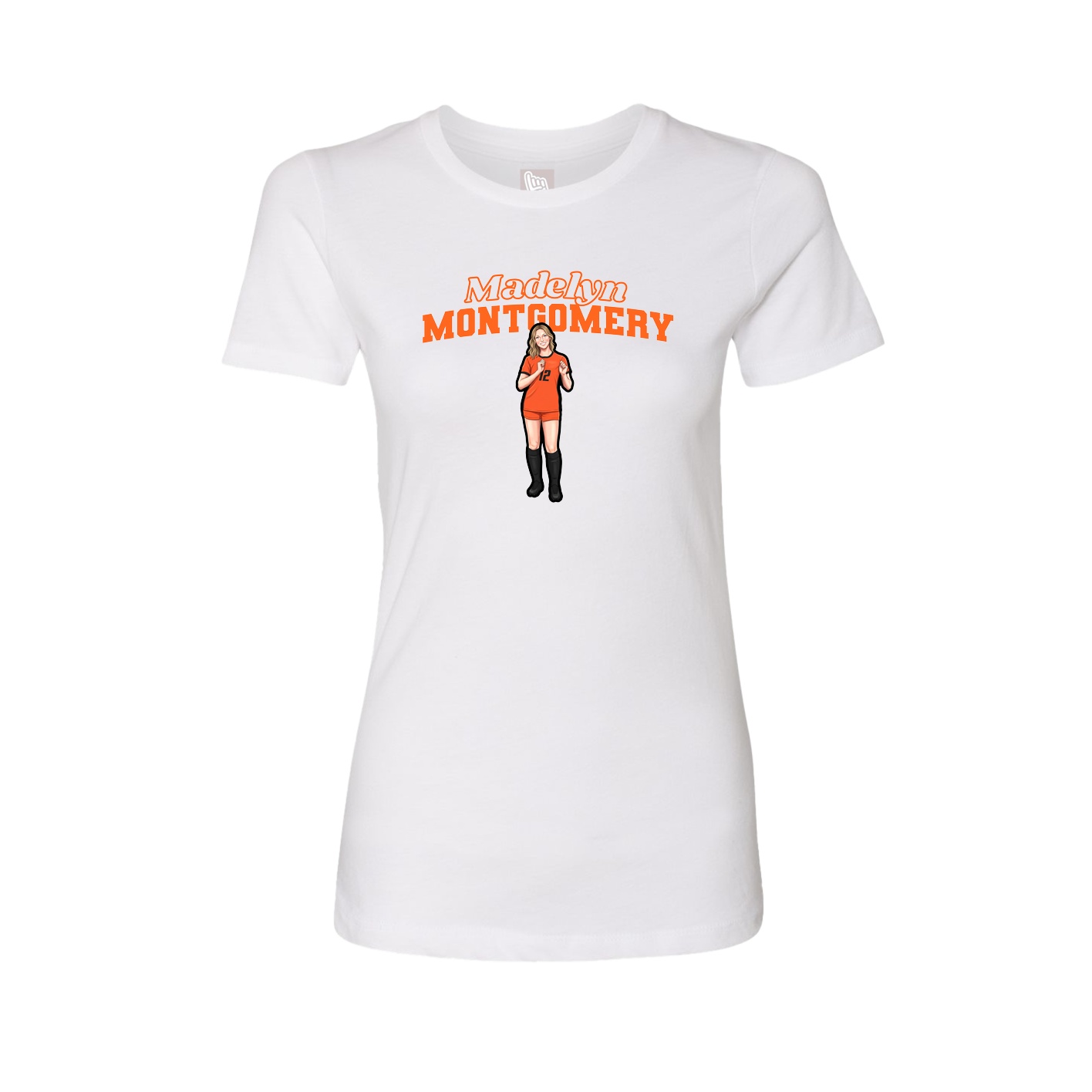 Fitted Women's Tee — Name Arch in White