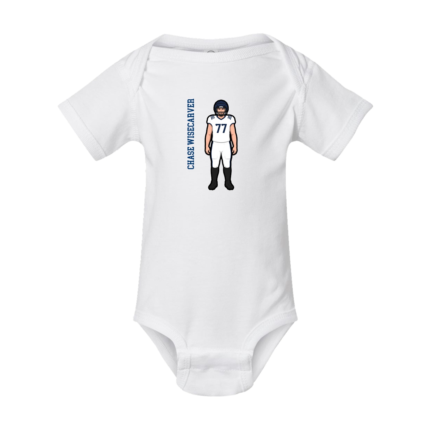 Baby Onesie — Name Vertical in White