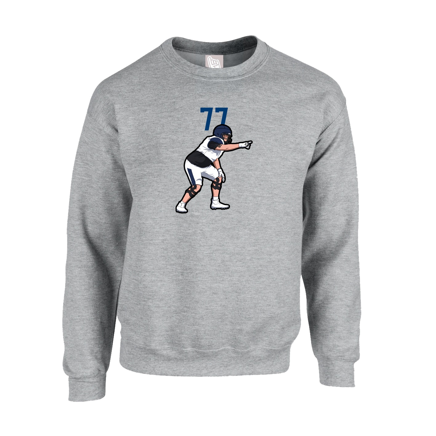 Fleece Crew — Number Top in Grey