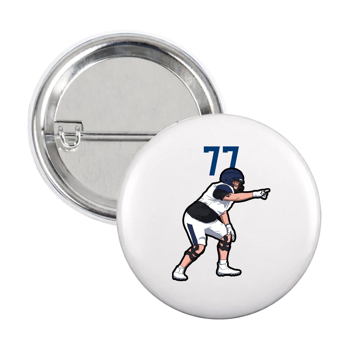 Game Day Button — Number Top in White