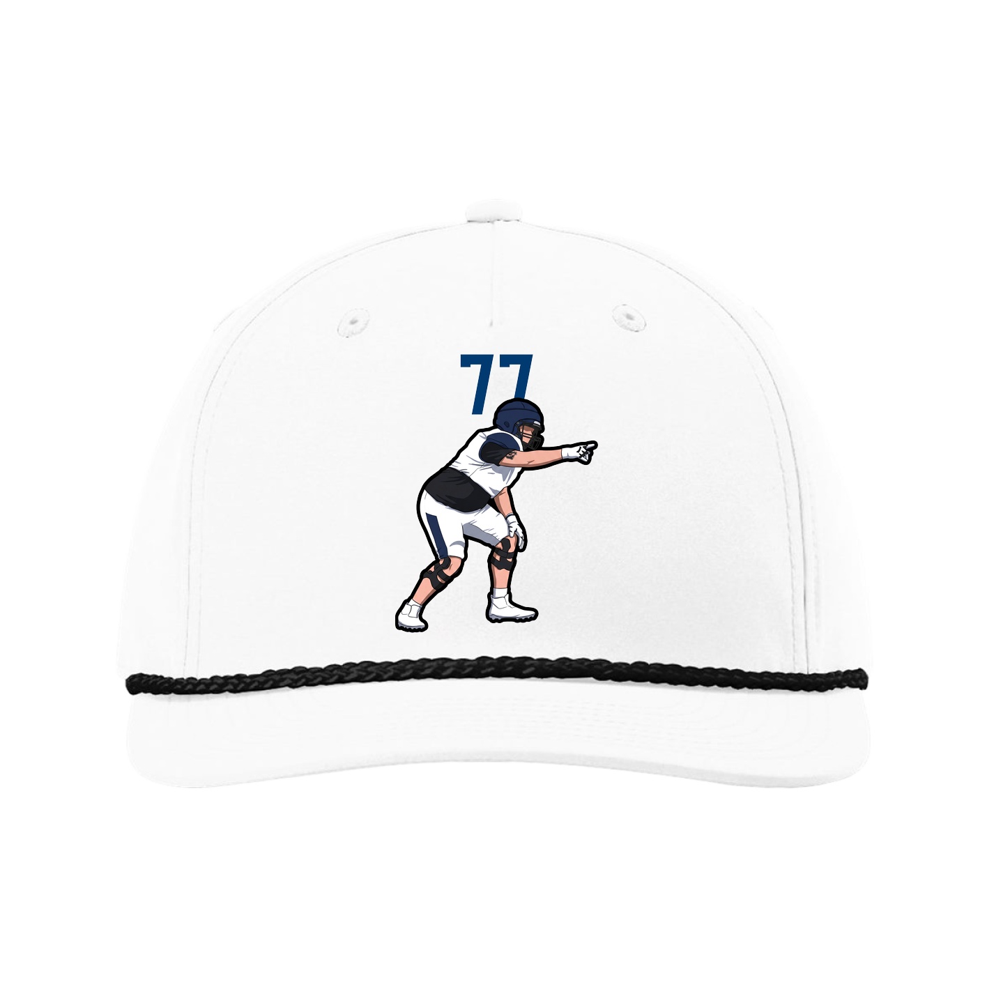 Five-Panel Classic Rope Cap — Number Top in White