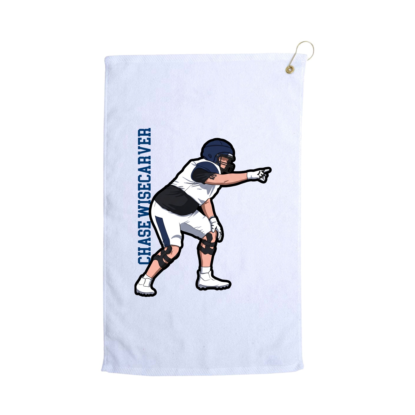 Golf Towel — Name Vertical in White