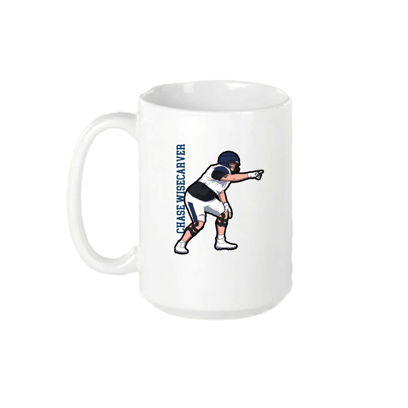 15oz Coffee Mug — Name Vertical in White