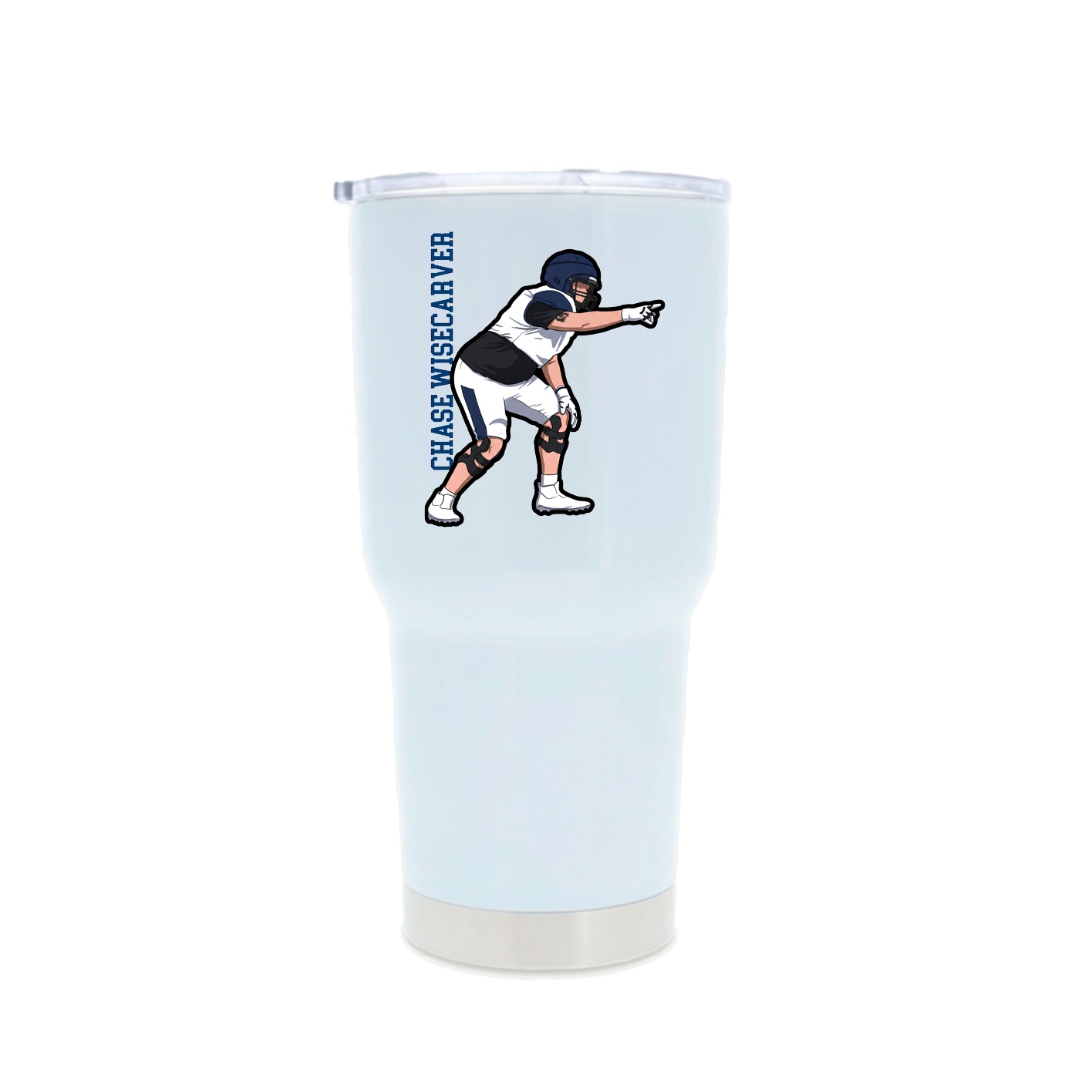 30oz Stainless Steel Tumbler — Name Vertical in White