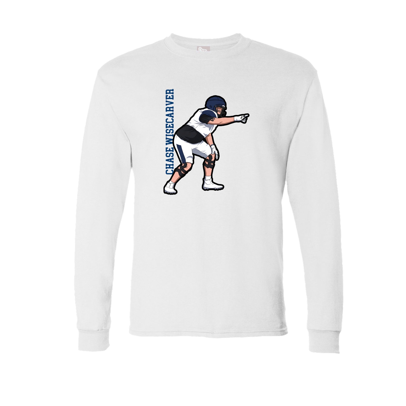 Long Sleeve Tee — Name Vertical in White