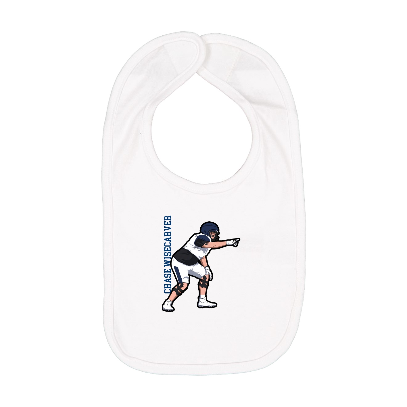 Infant Bib — Name Vertical in White