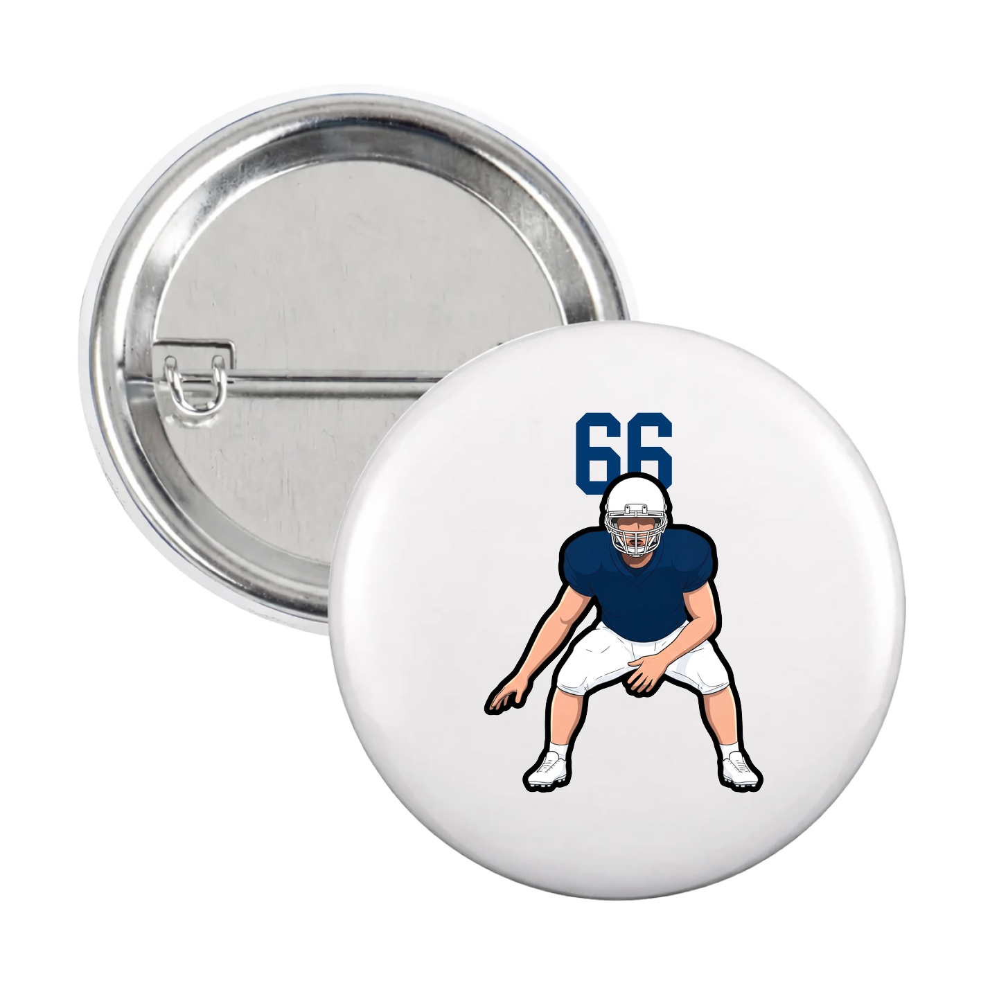Game Day Button — Number Top in White