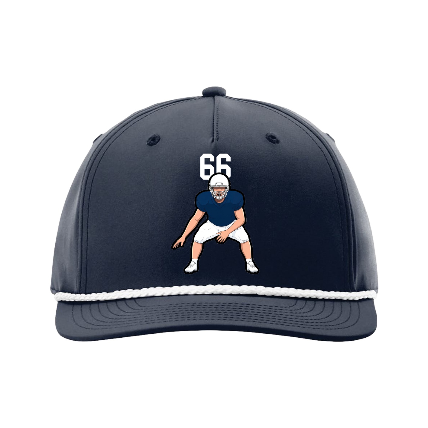 Five-Panel Classic Rope Cap — Number Top in Navy