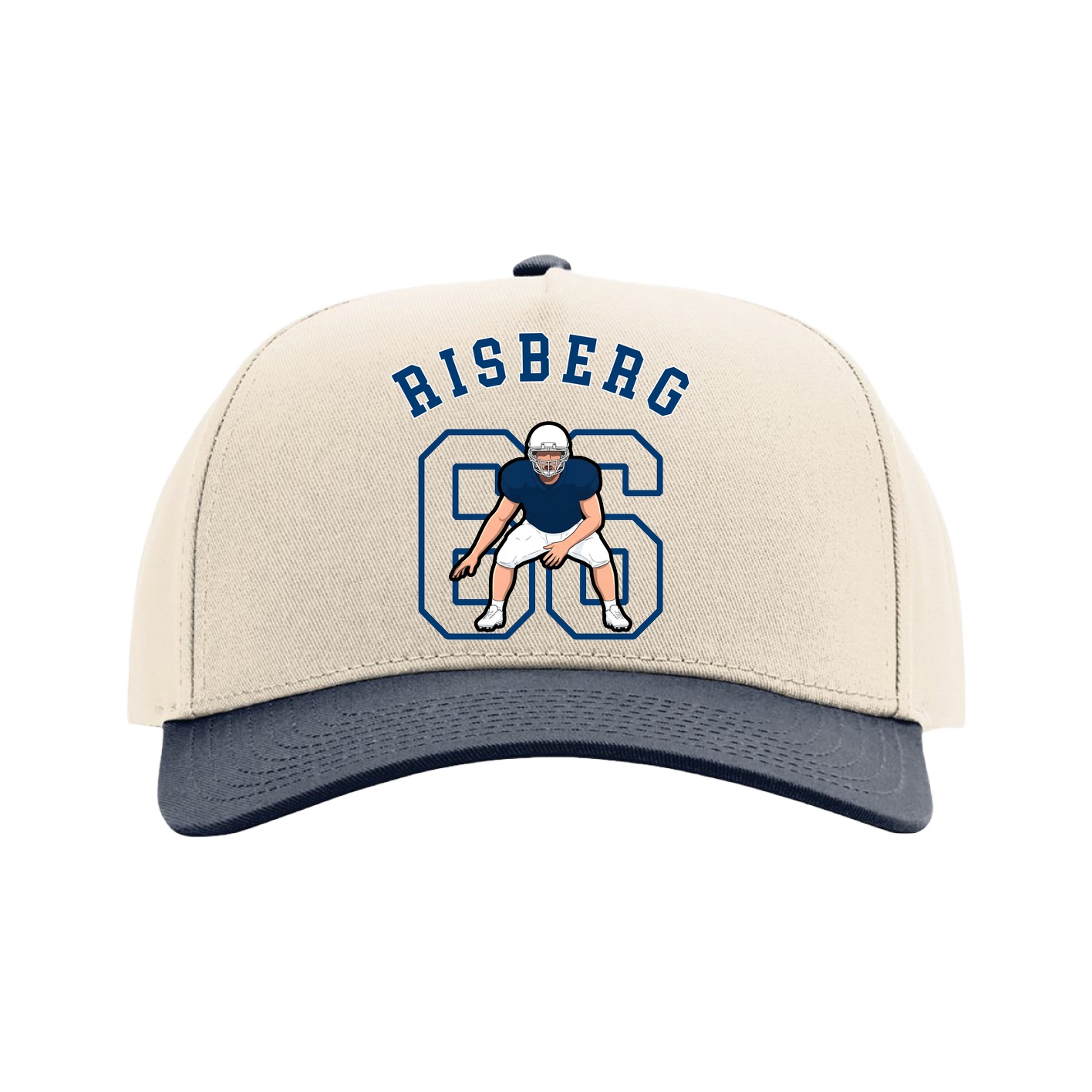 Full Fabric Five-Panel Champ Cap — Shirsey Arch in Cream/Navy