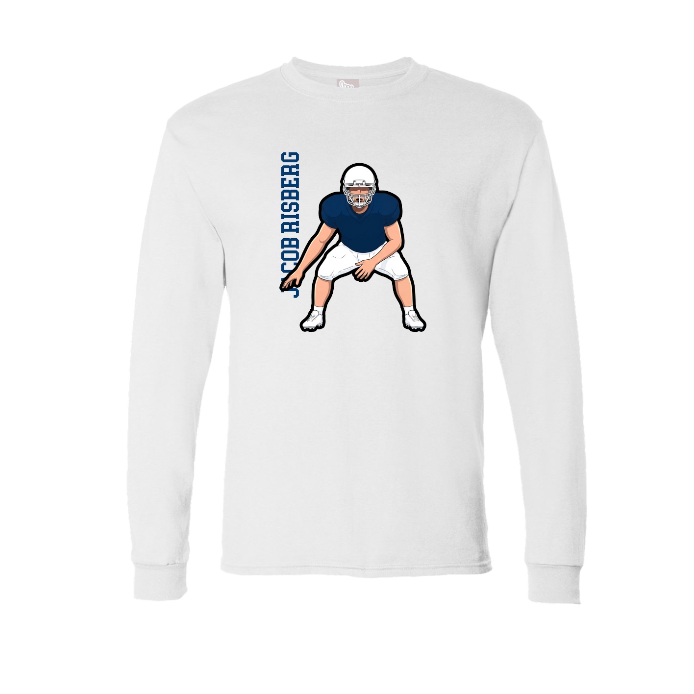 Long Sleeve Tee — Name Vertical in White