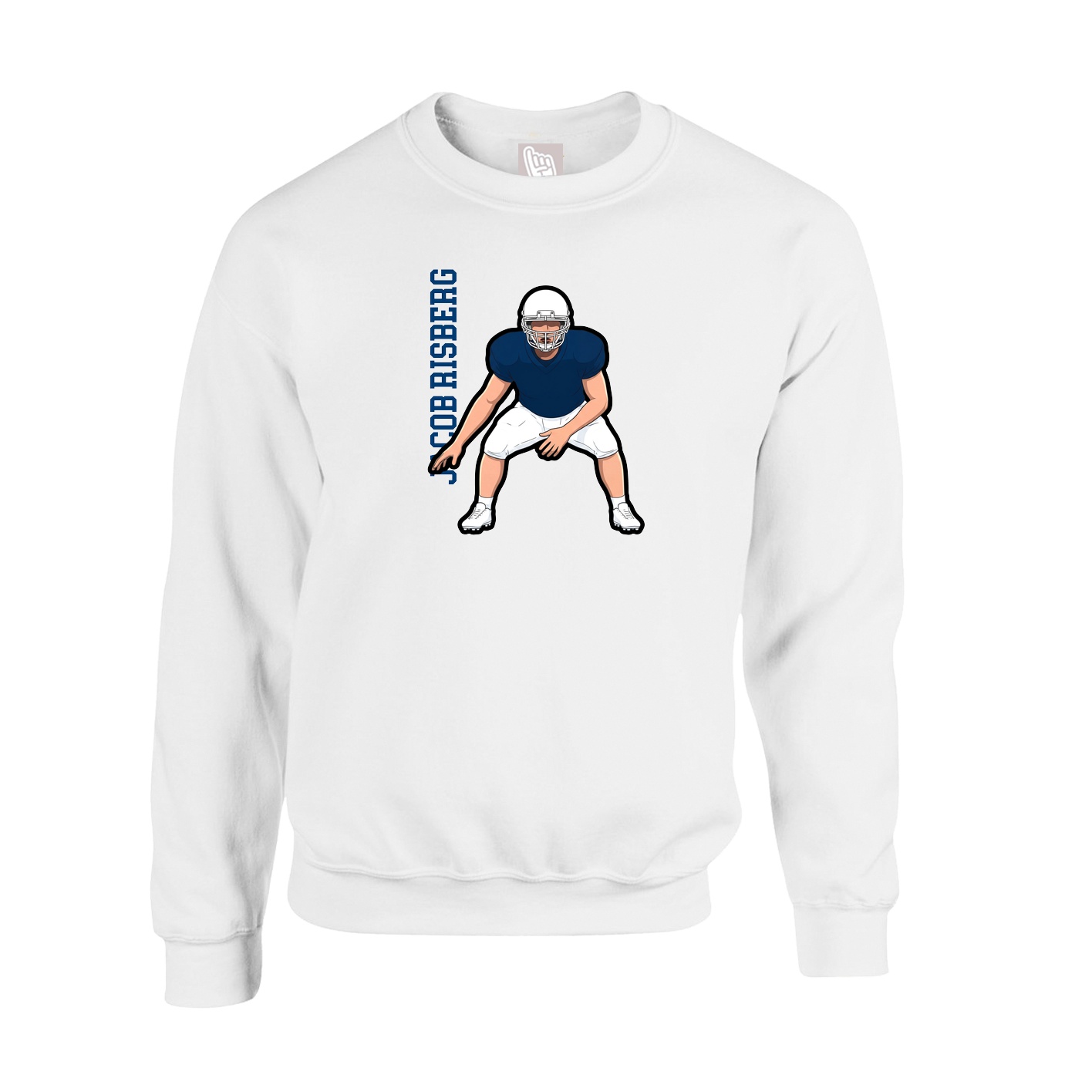 Fleece Crew — Name Vertical in White