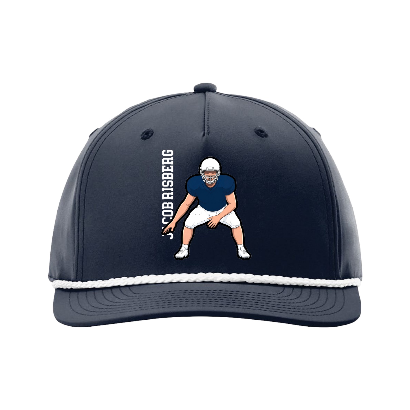 Five-Panel Classic Rope Cap — Name Vertical in Navy