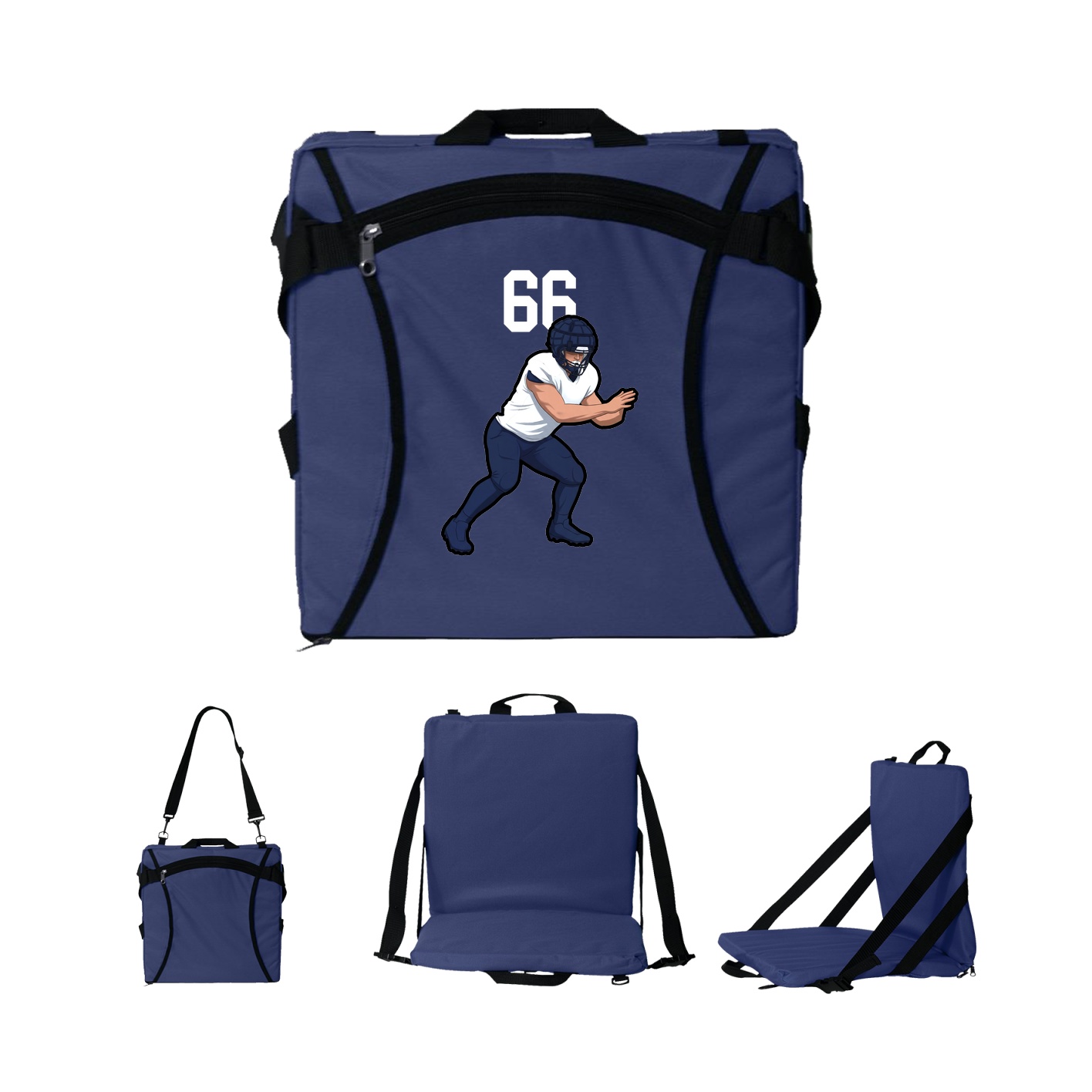 Folding Stadium Seat — Number Top in Navy