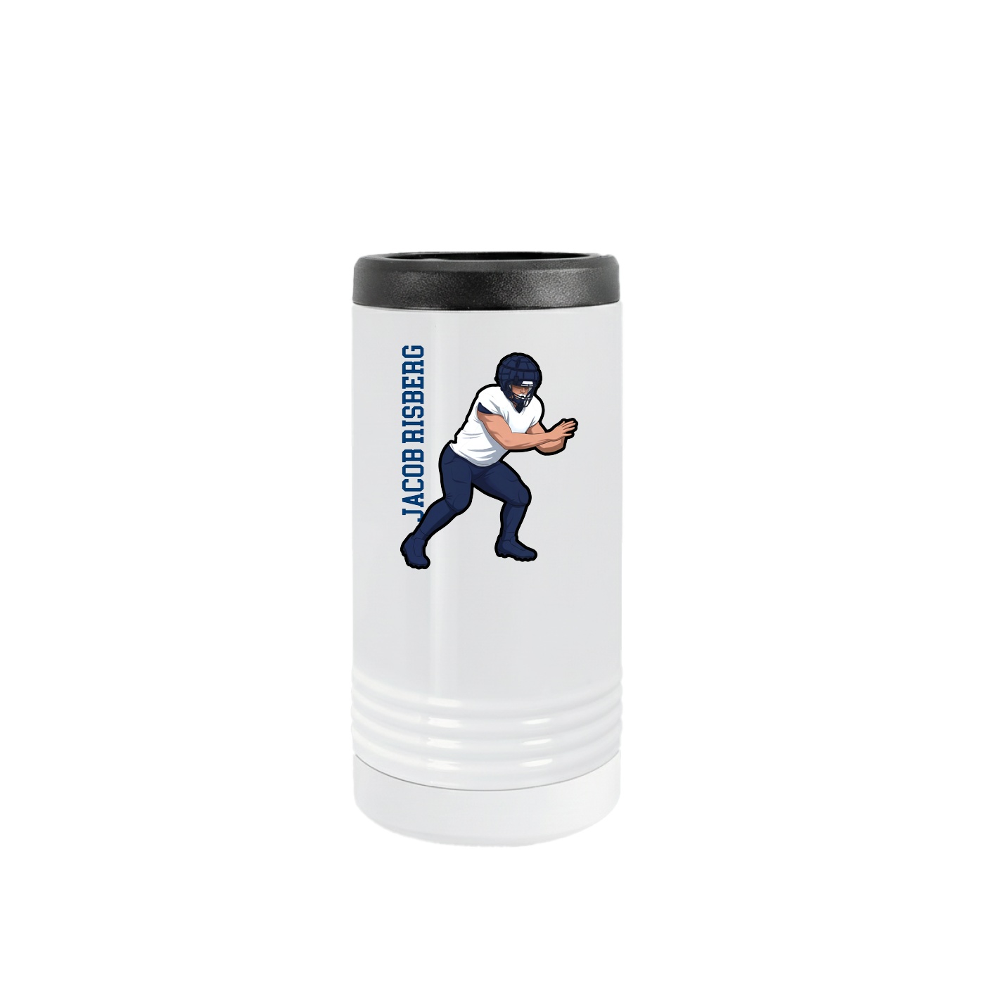Slim Beverage Holder — Name Vertical in White