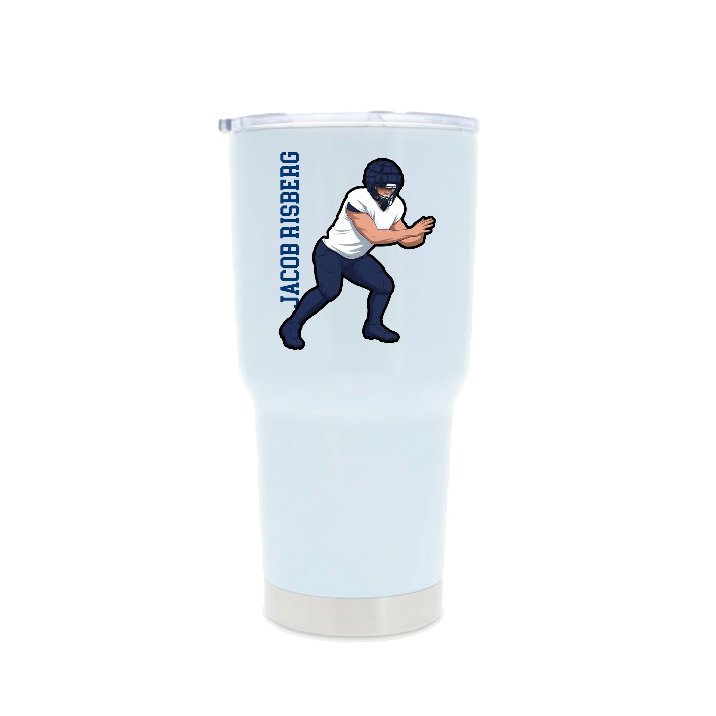 30oz Stainless Steel Tumbler — Name Vertical in White