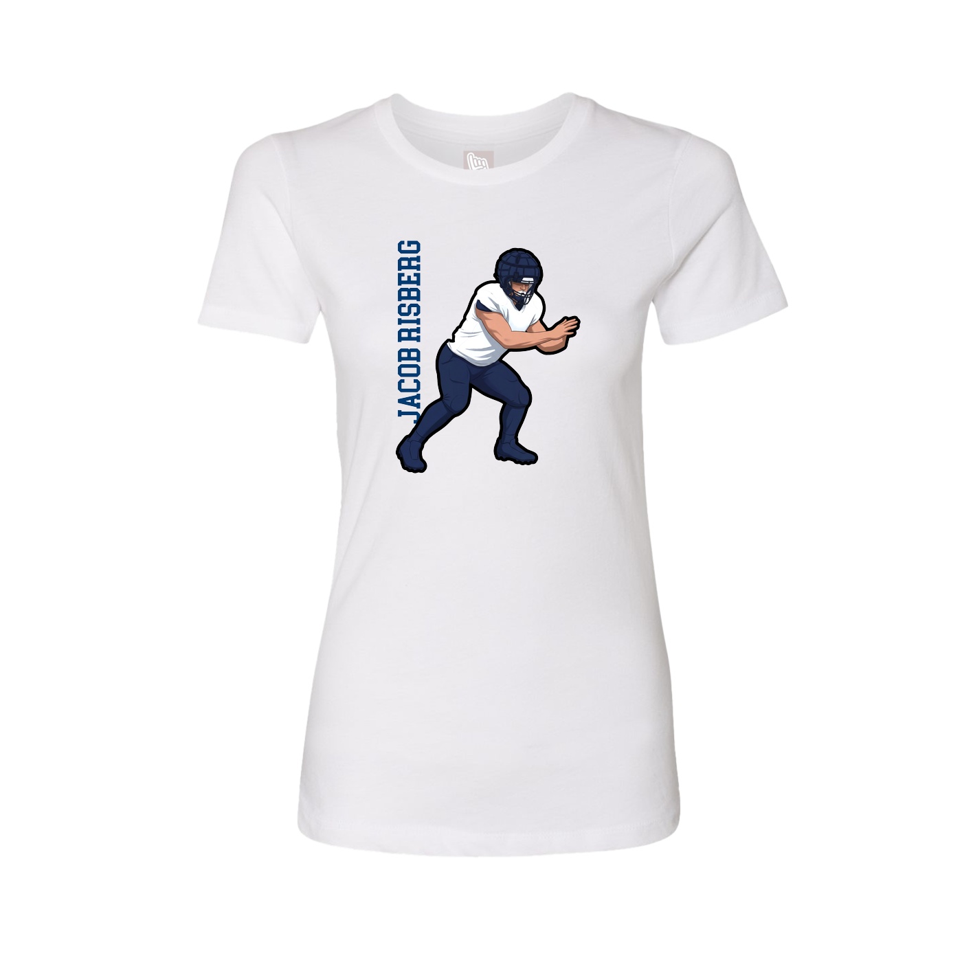 Womens Tee — Name Vertical in White