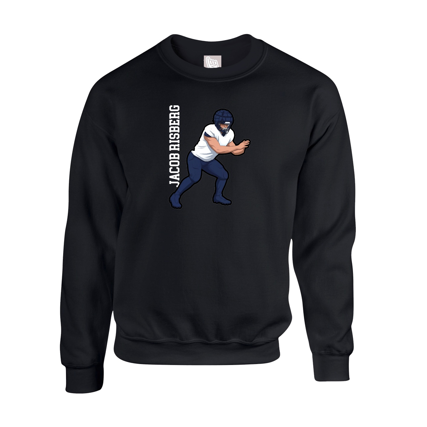 Fleece Crew — Name Vertical in Black