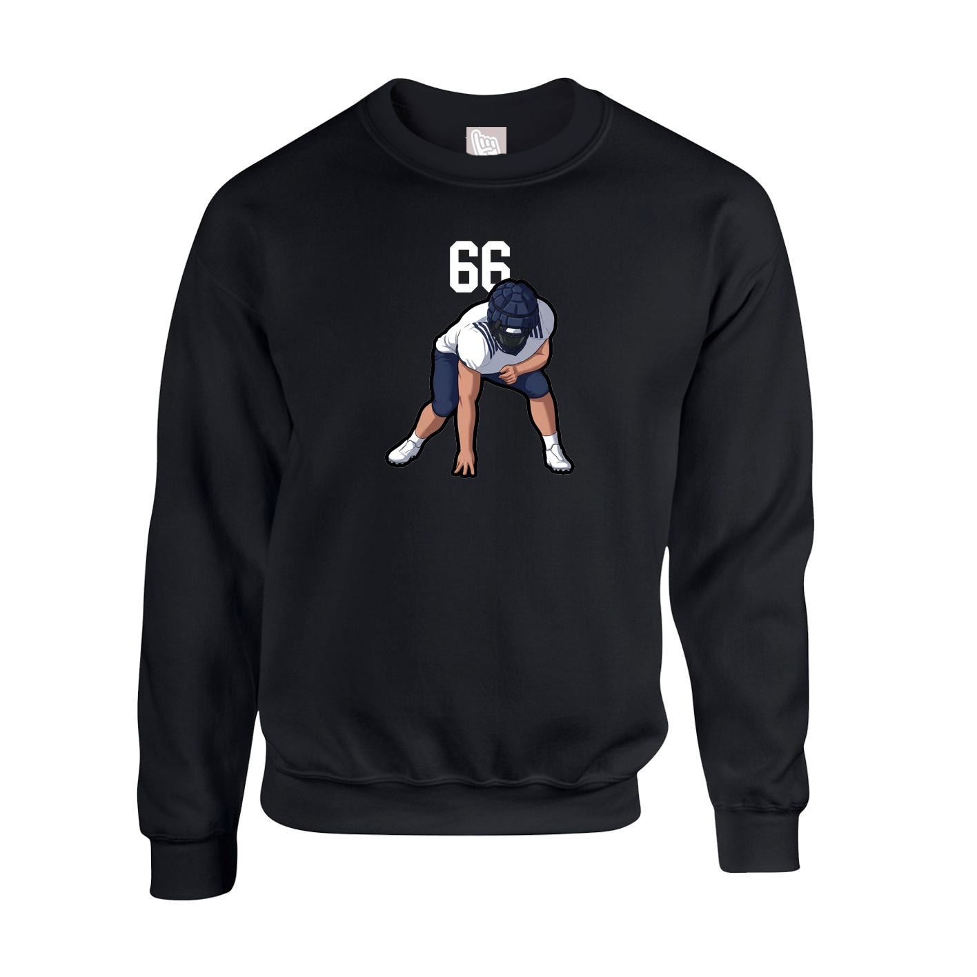 Fleece Crew — Number Top in Black