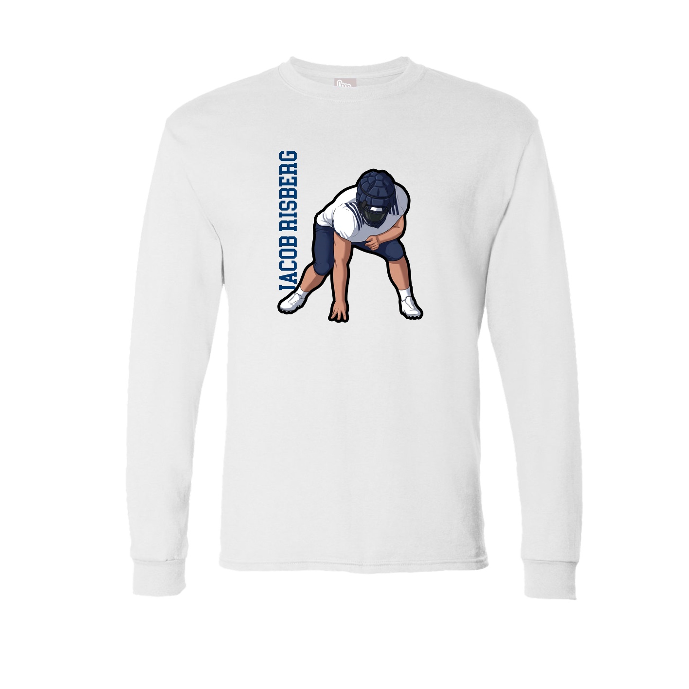 Long Sleeve Tee — Name Vertical in White