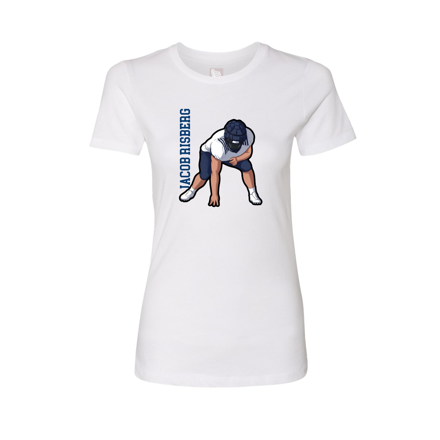 Womens Tee — Name Vertical in White
