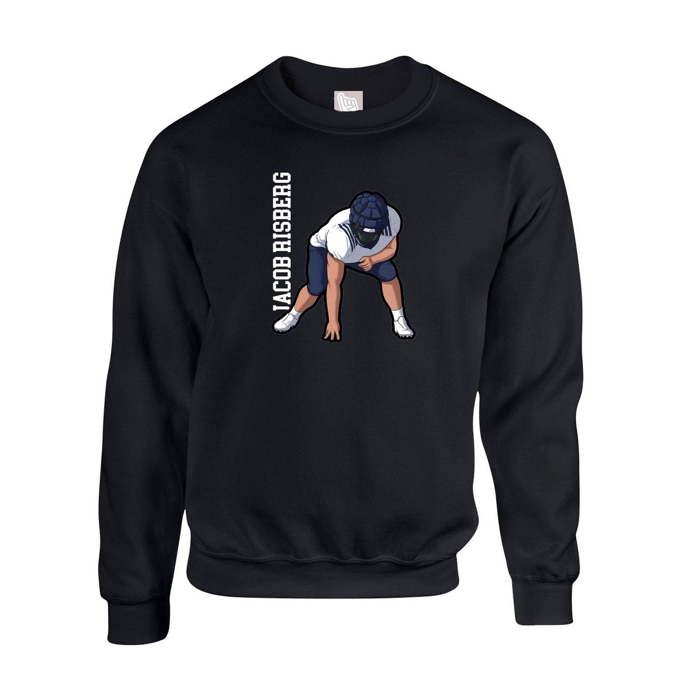 Fleece Crew — Name Vertical in Black