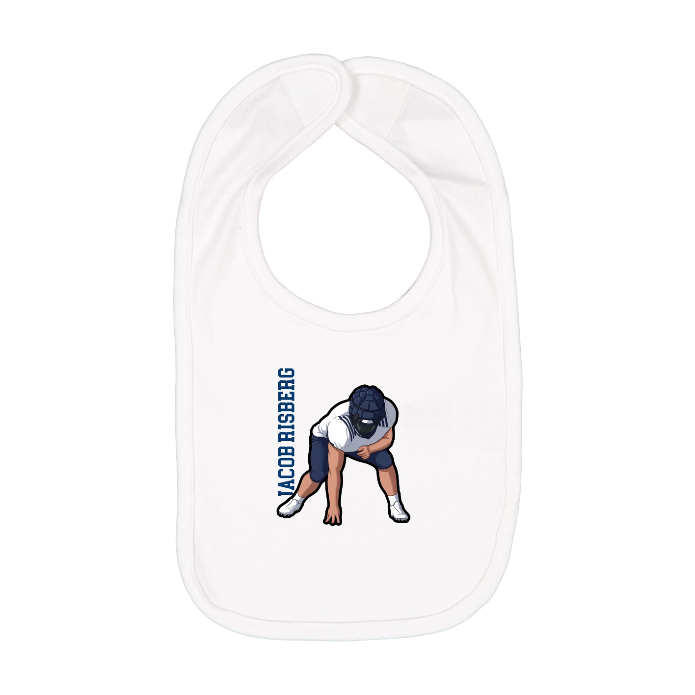 Infant Bib — Name Vertical in White